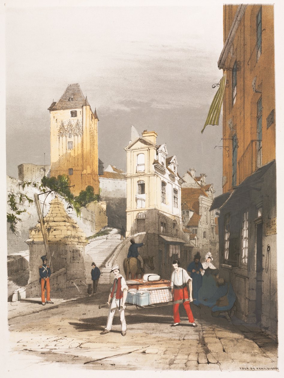 Pittoresk arkitektur i Paris, Gent, Antwerpen, Rouen, etc.: Tour de Remy, Dieppe, 1839. av Thomas Shotter Boys