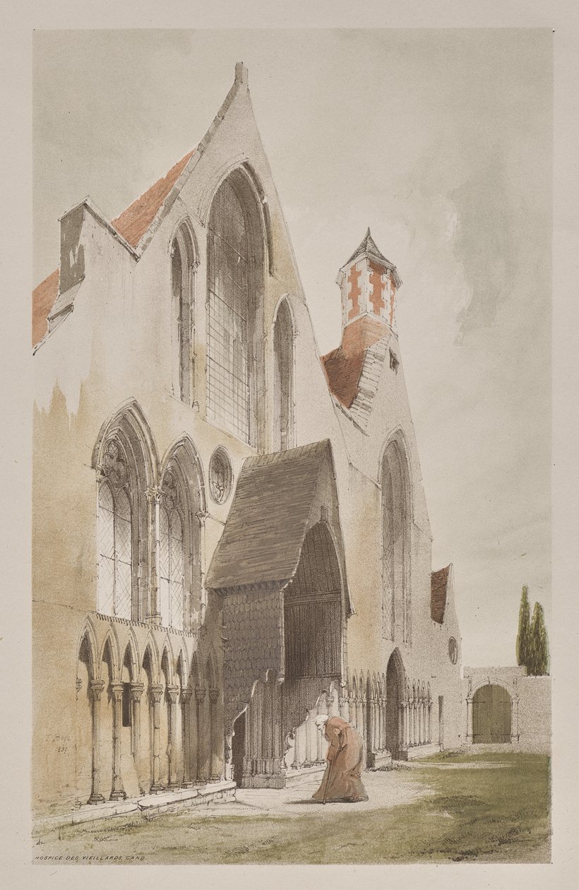 Pittoresk arkitektur i Paris, Ghent, Antwerpen, Rouen: Hospice des Vieillards, Ghent, Belgia av Thomas Shotter Boys