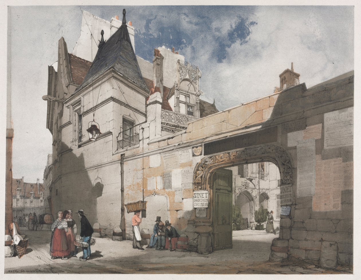 Pittoresk arkitektur i Paris, Gent, Antwerpen, Rouen: Hôtel de Cluny, Paris, 1839. av Thomas Shotter Boys