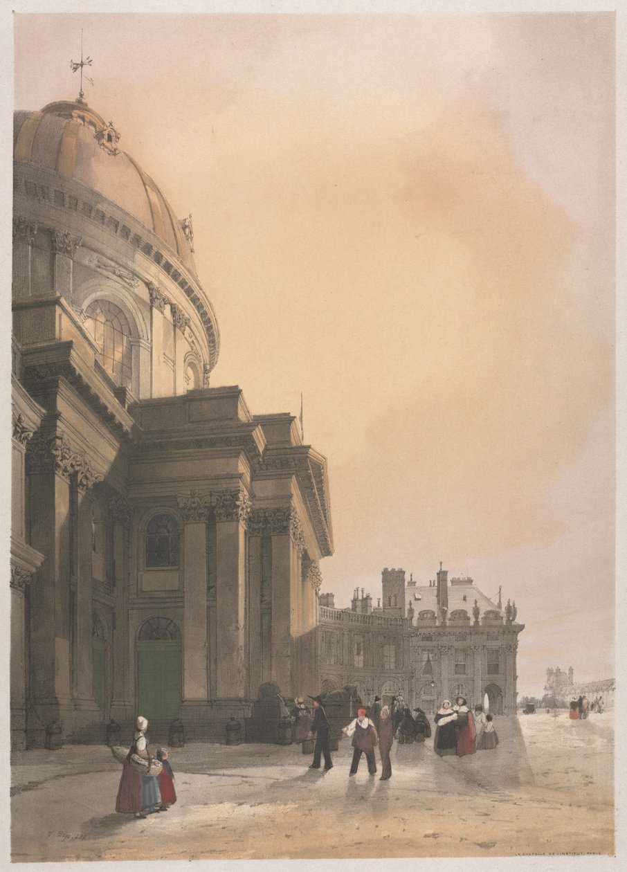 Pittoresk arkitektur i Paris, Gent, Antwerpen, Rouen: La Chapelle de lInstitut ..., 1839. av Thomas Shotter Boys
