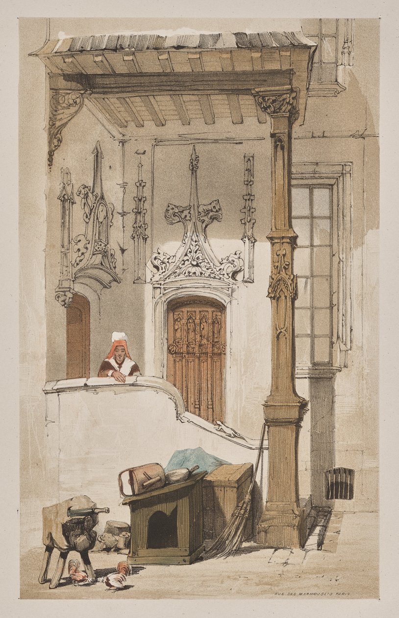 Pittoresk arkitektur i Paris, Gent, Antwerpen, Rouen: Rue des Marmousets, Paris av Thomas Shotter Boys