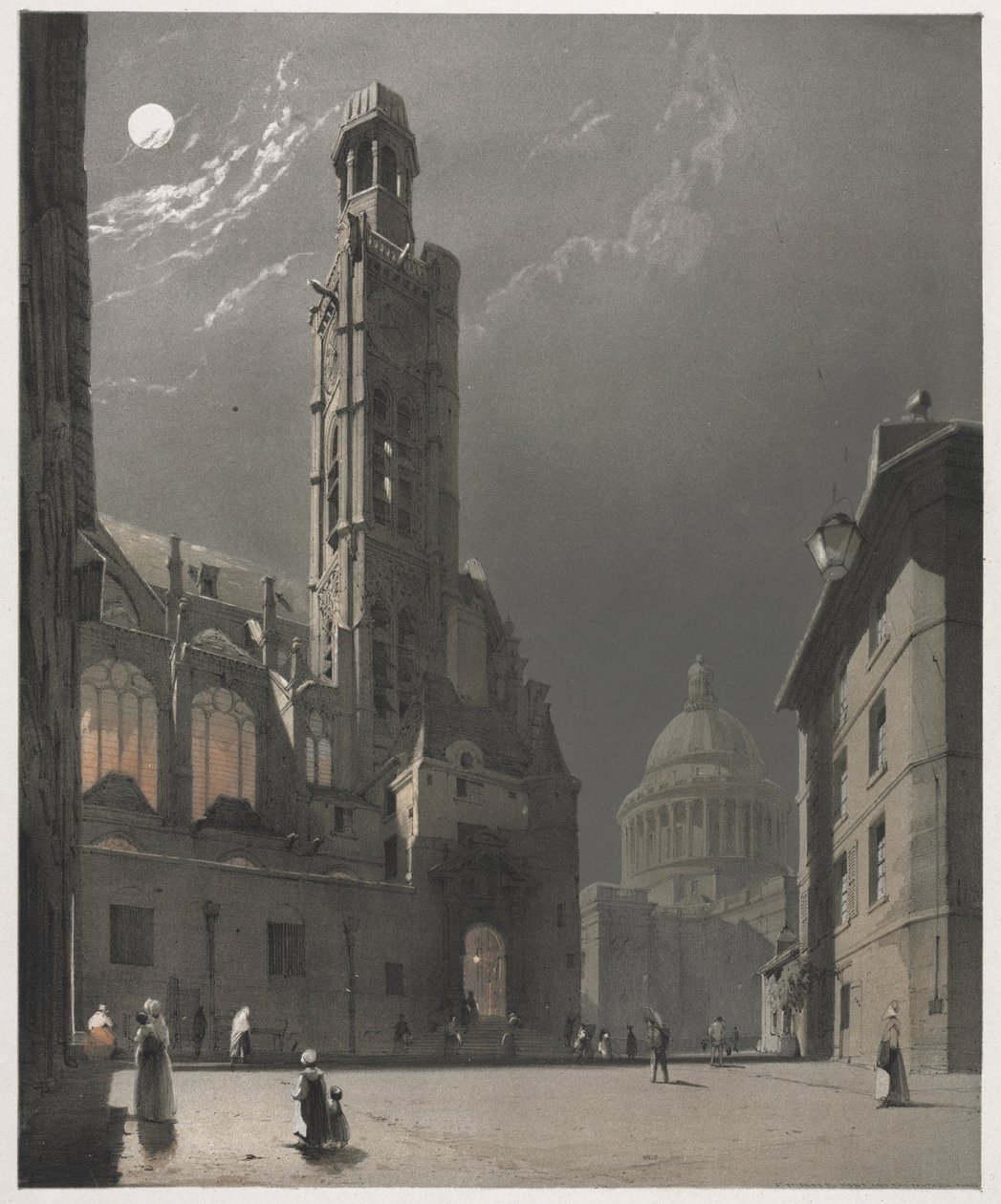 Pittoresk arkitektur i Paris, Gent, Antwerpen, Rouen: St. Etienne du Mont..., 1839. av Thomas Shotter Boys