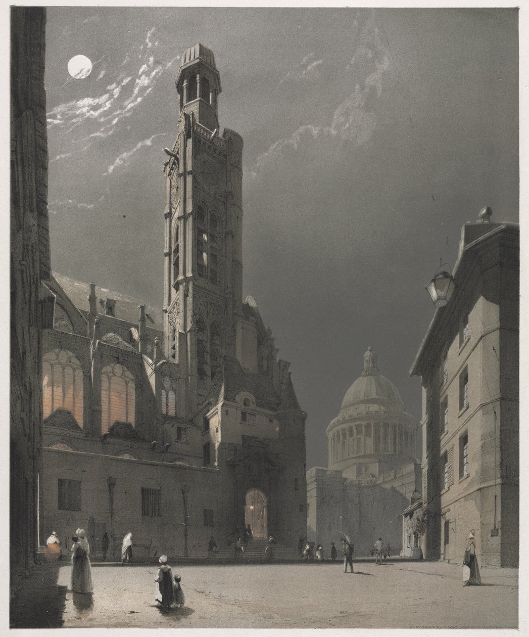 Pittoresk arkitektur i Paris, Gent, Antwerpen, Rouen: St. Etienne du Mont og Pantheon, Paris av Thomas Shotter Boys