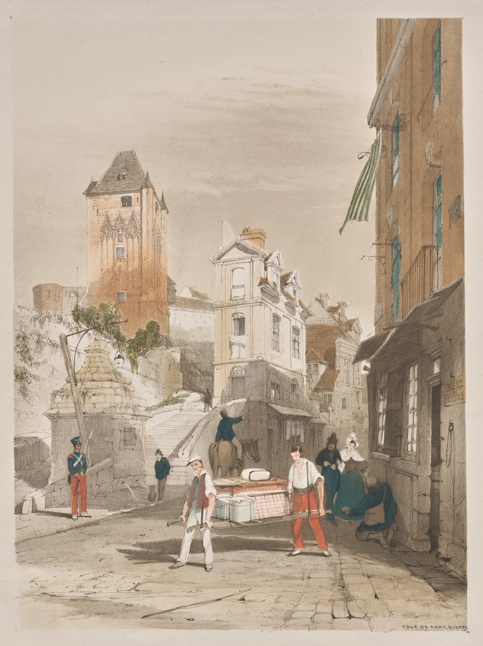 Pittoresk arkitektur i Paris, Gent, Antwerpen, Rouen: Tour de Remy, Dieppe, Frankrike av Thomas Shotter Boys