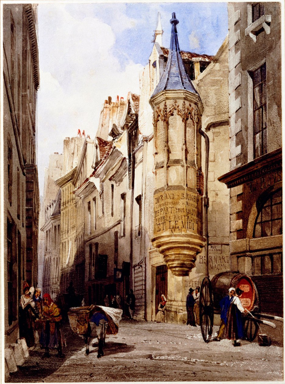 Rue de l"Amiral Coligny, rue Bailleul, Paris, 1831 av Thomas Shotter Boys
