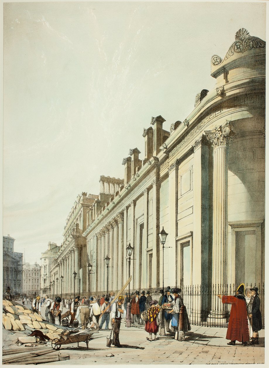 Banken ser mot Mansion House, fra original utsikt over London som den er av Thomas Shotter Boys