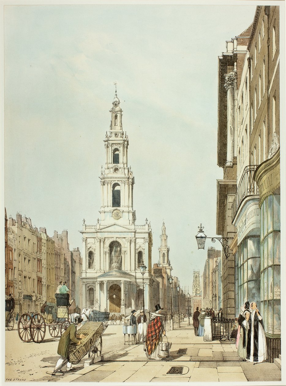 The Strand, plate 21 fra Original Views of London as It Is av Thomas Shotter Boys