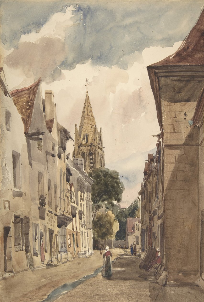 Utsikt over Issy A Street i Issy-les-Moulineaux, Seine, 1820-74. av Thomas Shotter Boys