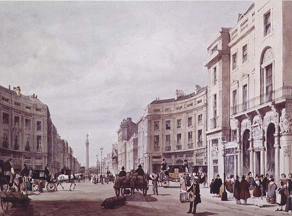 Utsikt over Regent Street, med utsikt mot Duke of Yorks kolonne av Thomas Shotter Boys