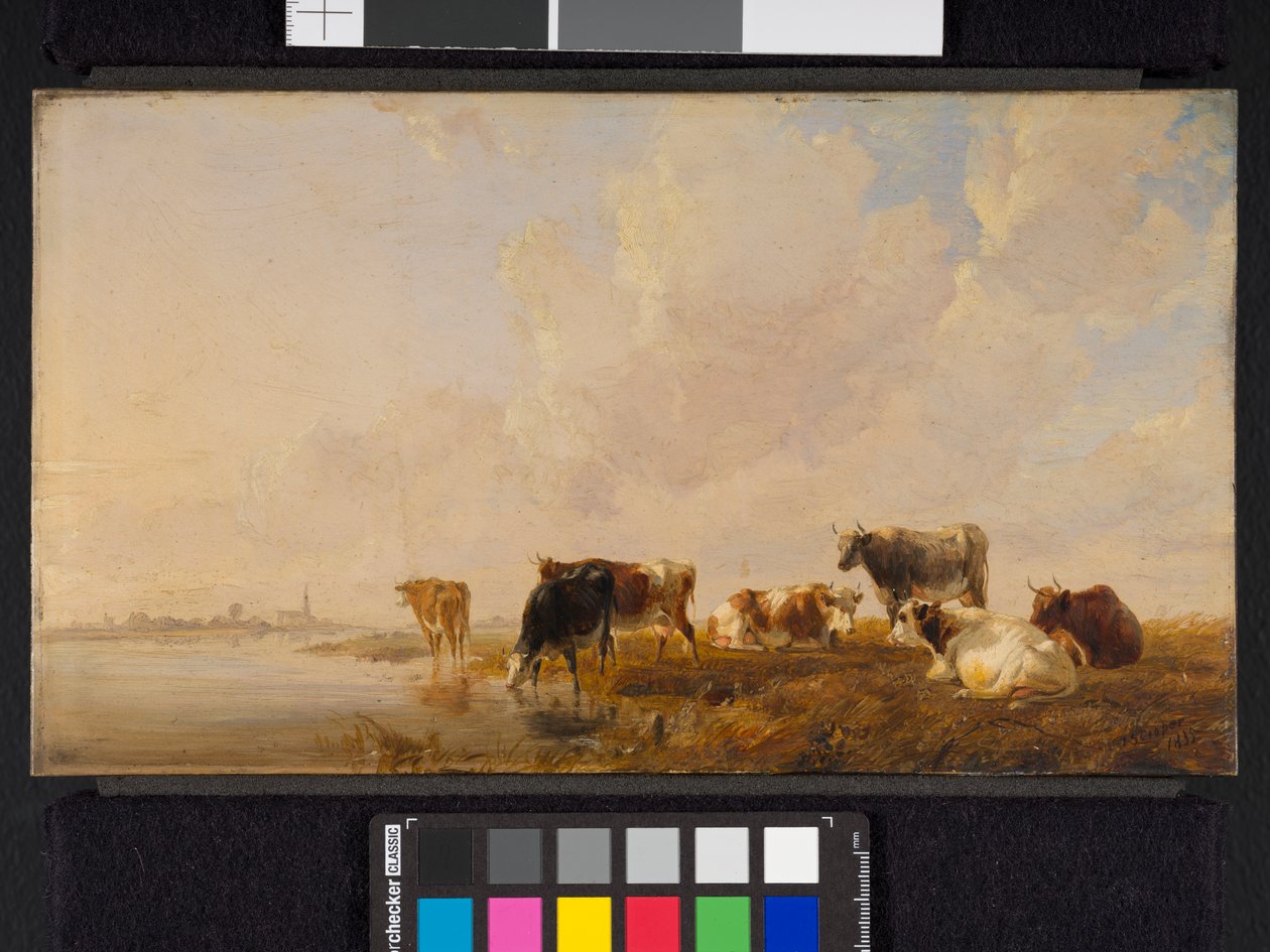 Storfe ved en elv, 1835 av Thomas Sidney Cooper