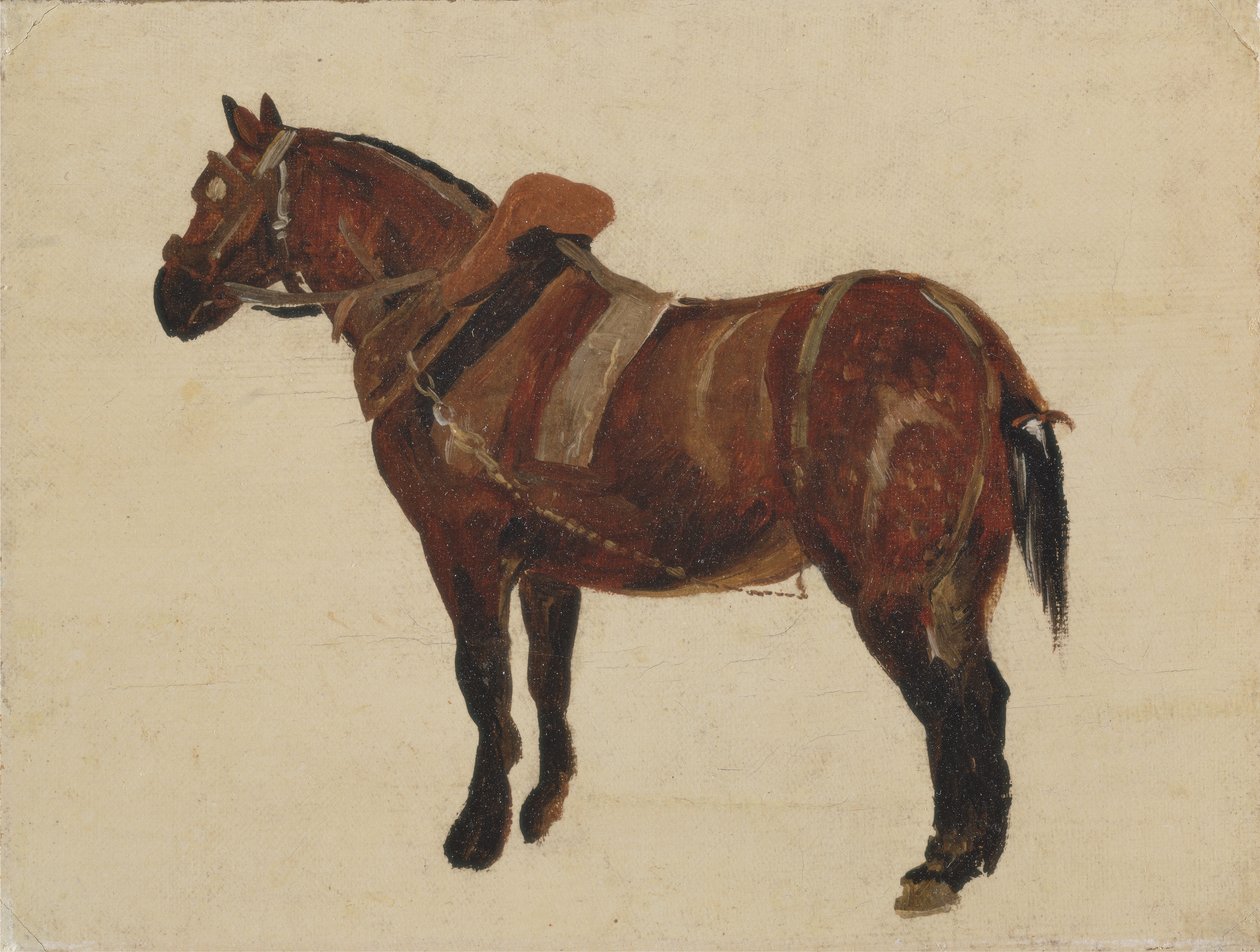Studie av en arbeidshest (olje på lerret) av Thomas Sidney Cooper