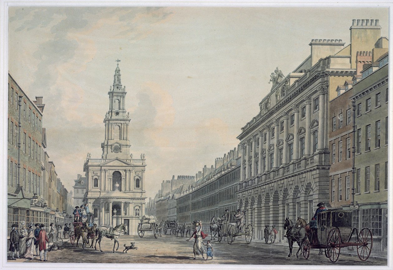 The Strand with Somerset House and St. Mary le Strand, 1781 (akvatint) av Thomas Snr. Malton
