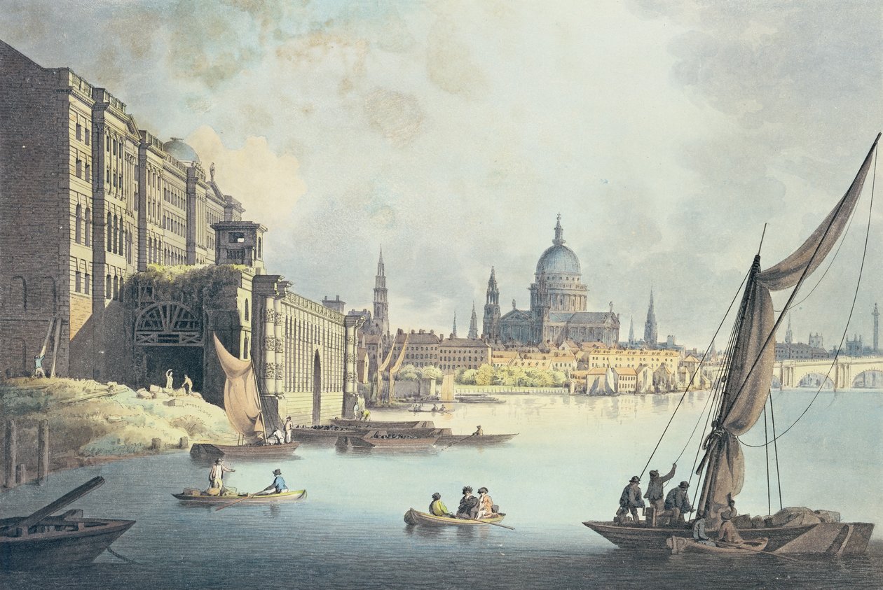 Utsikt over Somerset House og Themsen, 1796 av Thomas Snr. Malton