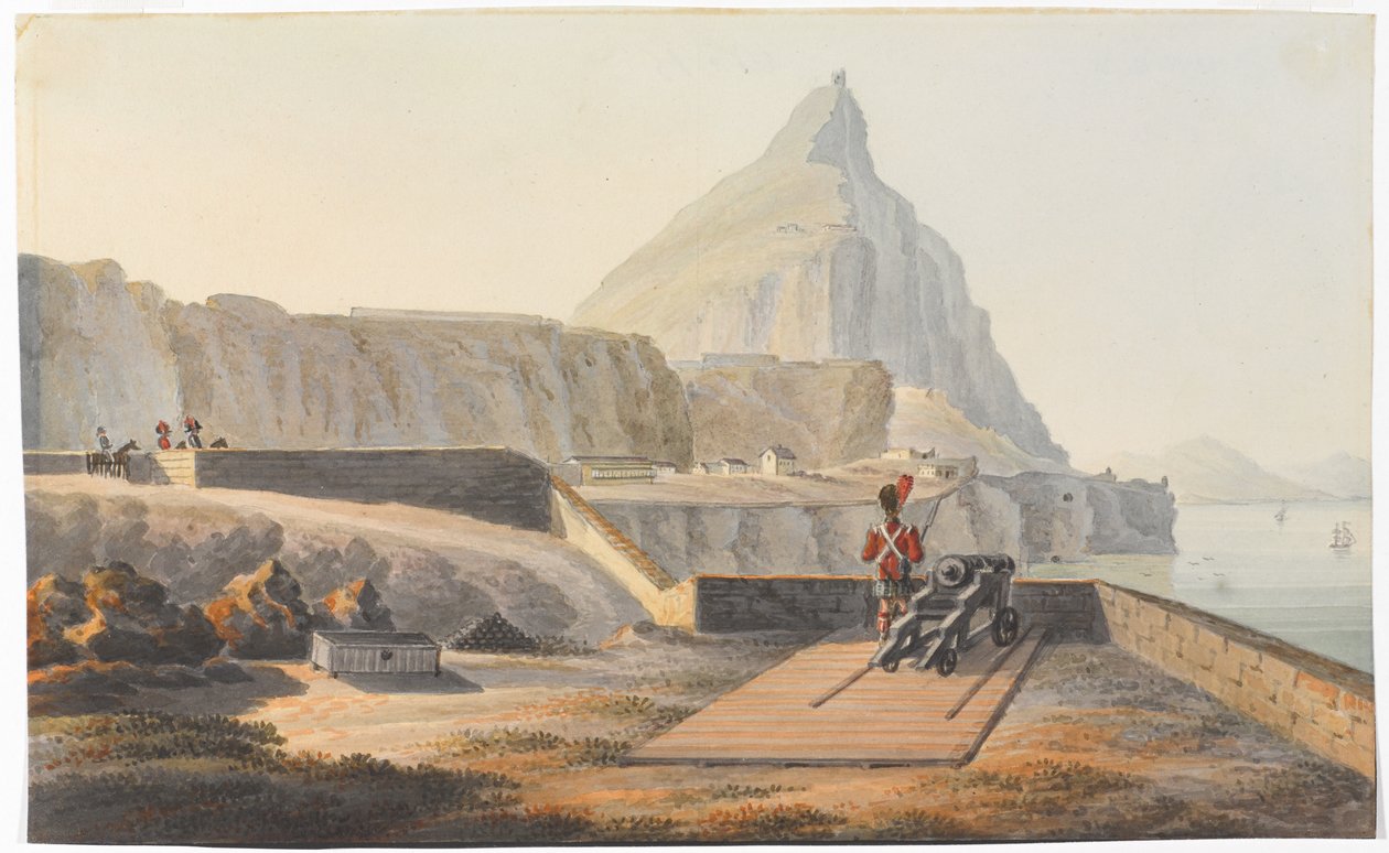 The Guvernors Cottage on the Rock of Gibraltar, mars 1827. (akvarell) av Thomas Staunton St Clair