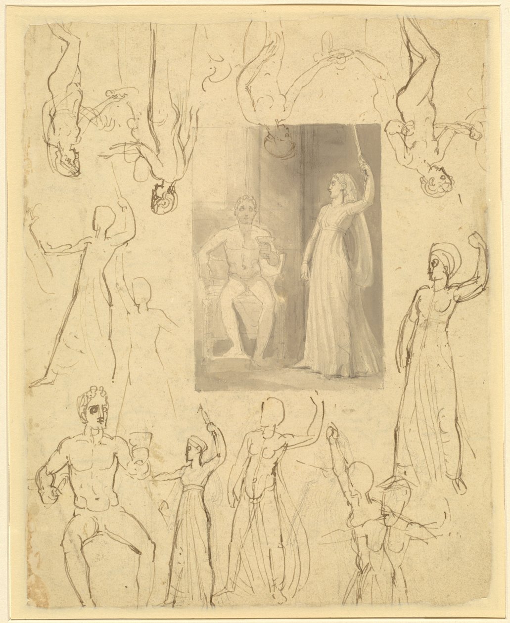Design for en bok Illustrasjon av Circe og Odysseus [recto] av Thomas Stothard