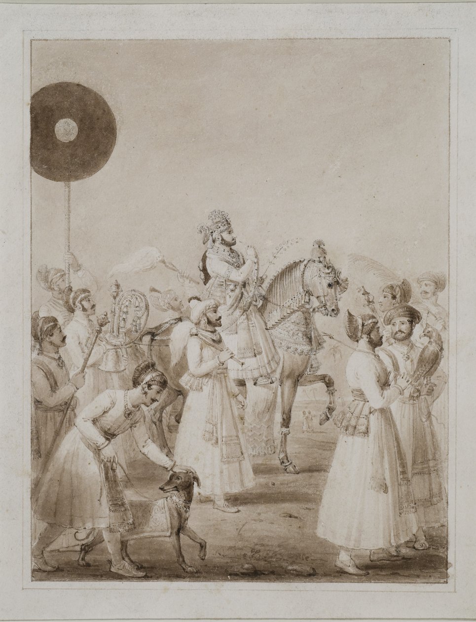 Portrett av Maharana Bhim Singh fra Udaipur på hesteryggen av Thomas Stothard