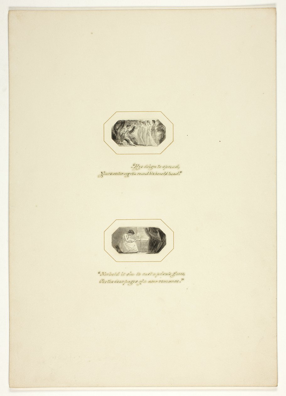 Studer for en tallerken fra The Triumphs of Temper, i Royal Engagements Pocket Book fra 1796 av Thomas Stothard