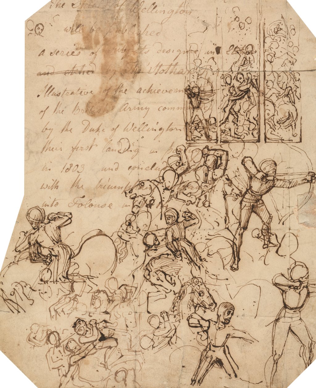 Studie for Wellington Shield av Thomas Stothard