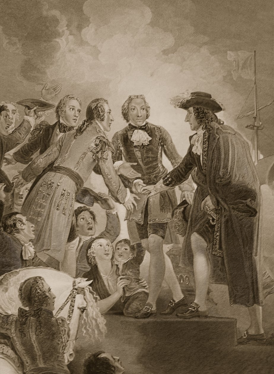The Landing of William 3rd at Torbay, gravert av George Noble, illustrasjon fra David Humes 