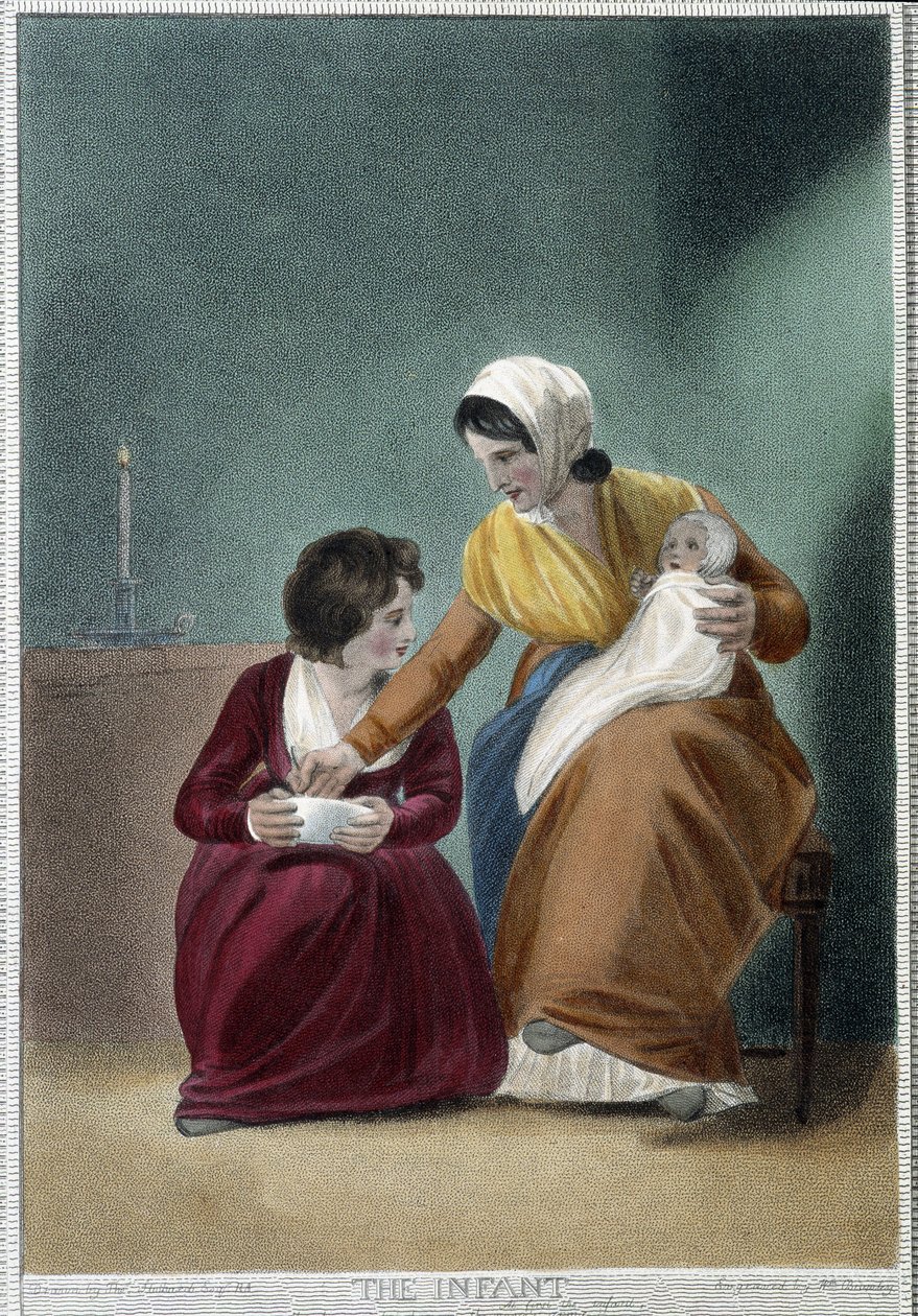 The Newborn - i "The 7 Ages of Man"" av Shakespeare, ill. av W. Broniley, London av Thomas Stothard