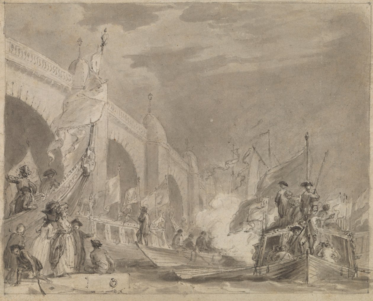 Westminster Bridge and the Royal Barge (The Royal Barge and Westminster) av Thomas Stothard