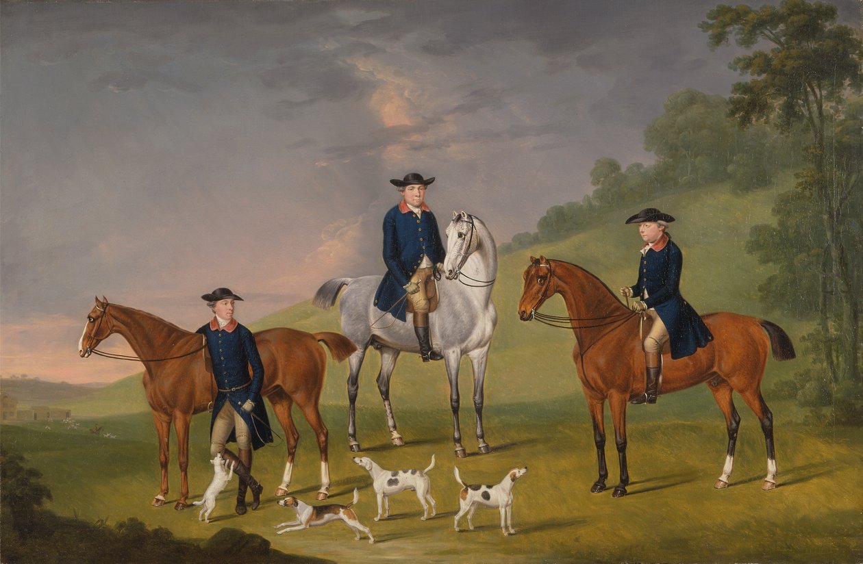 John Corbet, Sir Robert Leighton og John Kynaston med sine hester og hunder av Thomas Stringer