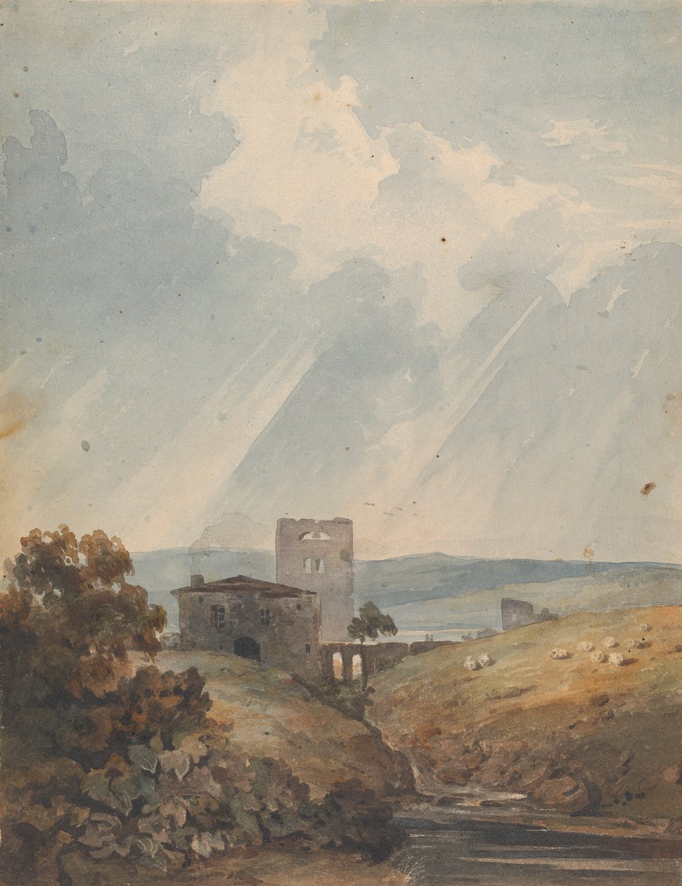 Landskap med slott, åser og fjell av Thomas Sully