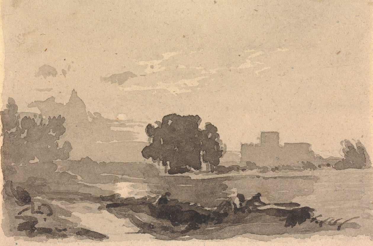 Landskap med slott i bakgrunnen av Thomas Sully