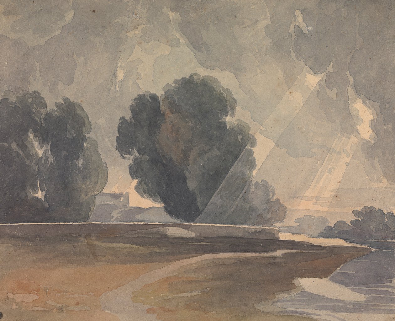 Landskap med trær og innsjø av Thomas Sully