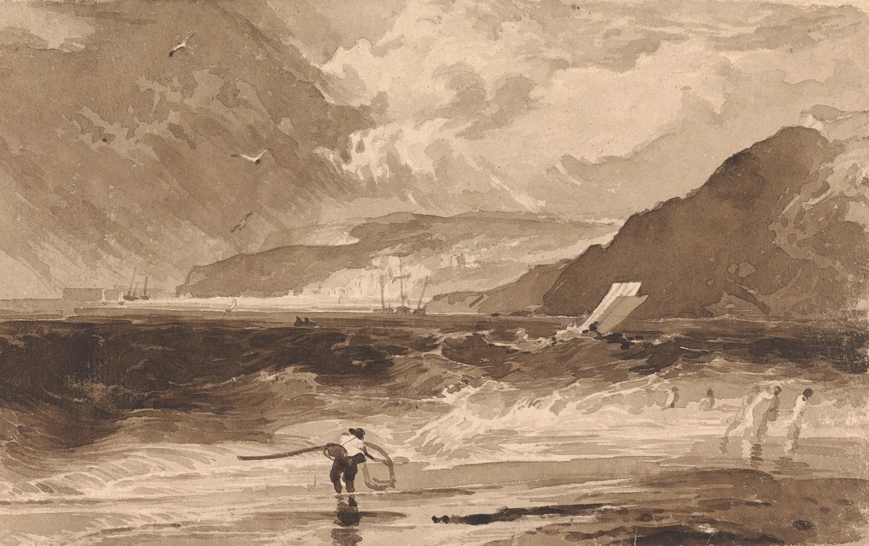 Lyme Regis, Dorsetshire, en Squall av Thomas Sully
