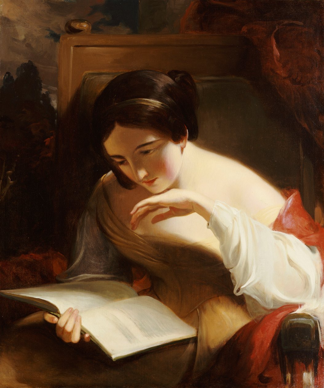 Portrett av en jente som leser, 1842 av Thomas Sully