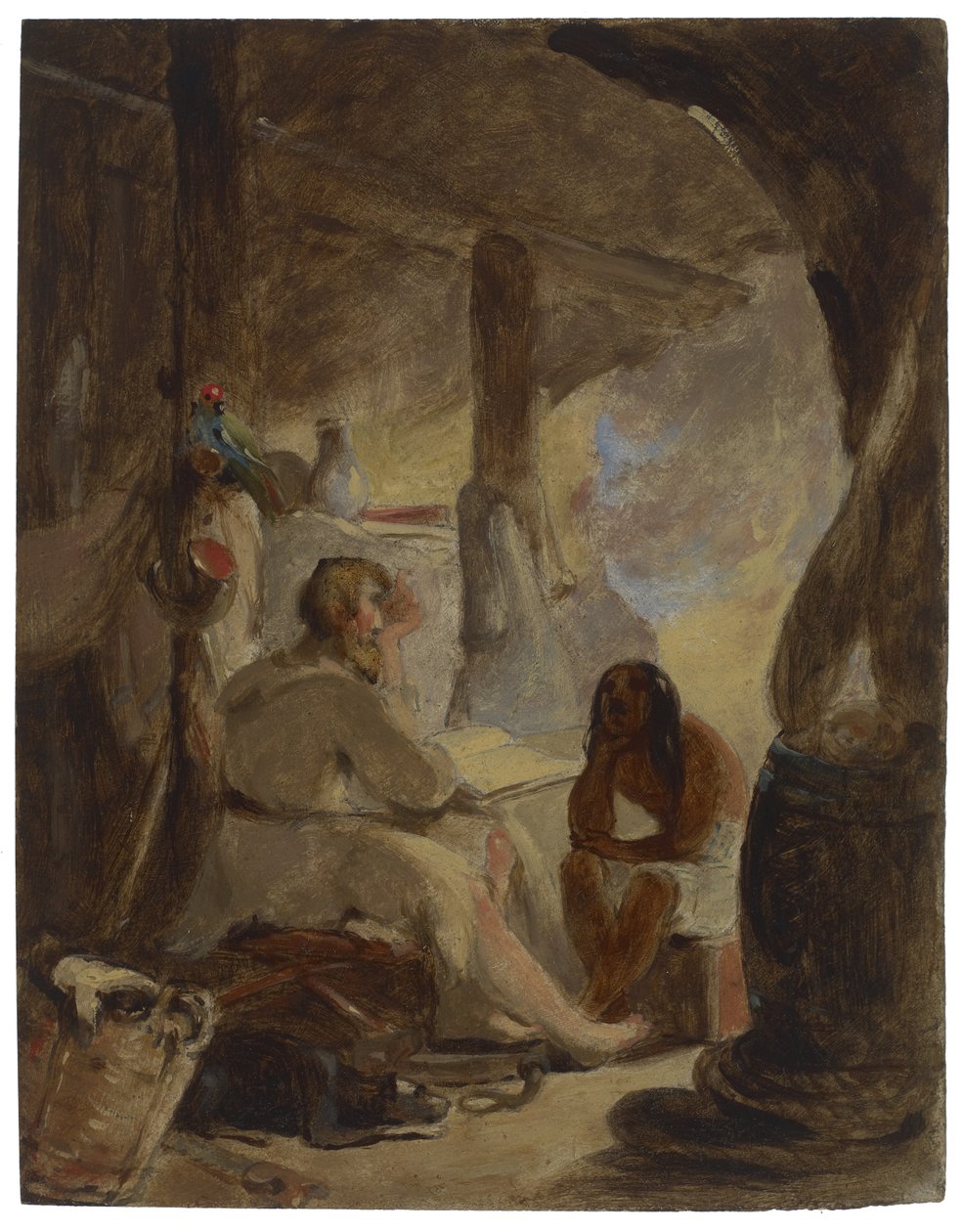 Robinson Crusoe og fredag i hulen, ca. 1856 av Thomas Sully
