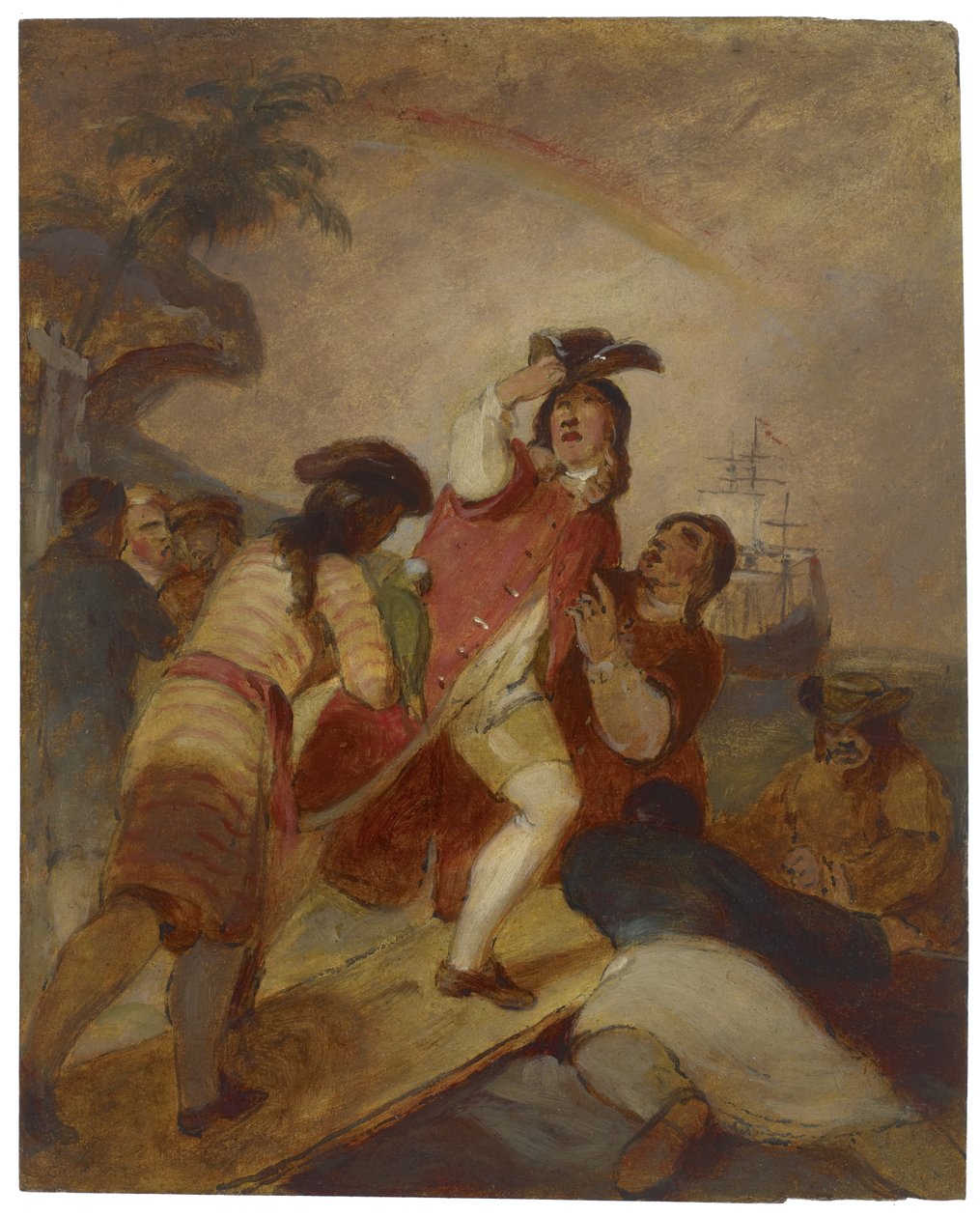 Robinson Crusoe og hans mann forlater fredag øya, ca. 1856 av Thomas Sully
