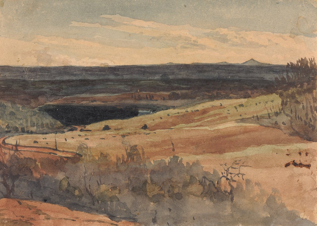 Bølgende felt, fjell i avstand av Thomas Sully