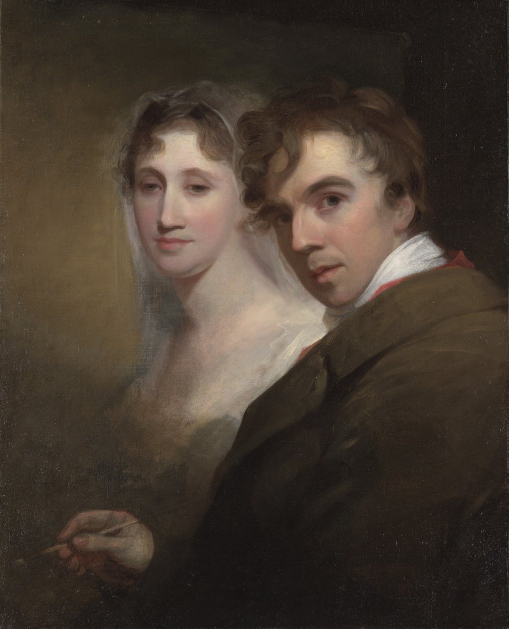 Selvportrett av kunstneren som maler sin kone, ca. 1810 av Thomas Sully