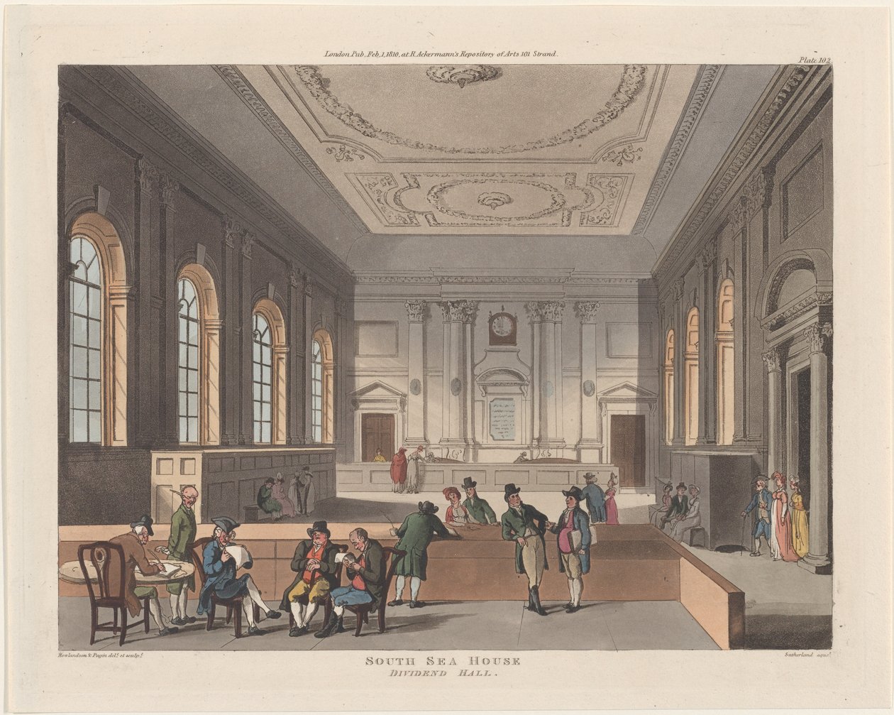 South Sea House, Dividend Hall, 1. februar 1810., 1. februar 1810. av Thomas Sutherland