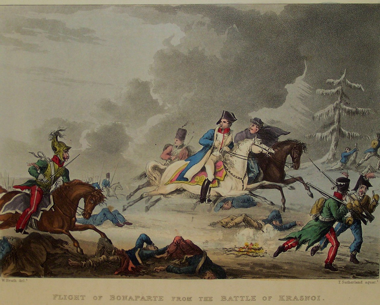 The Flight of Bonaparte fra slaget ved Krasnoi, 1815 av Thomas Sutherland