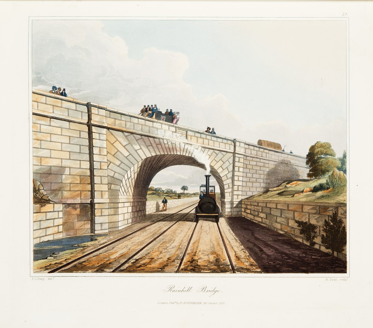 Rainhill Bridge, utgitt 1831 (håndfarget gravering) av Thomas Talbot Bury