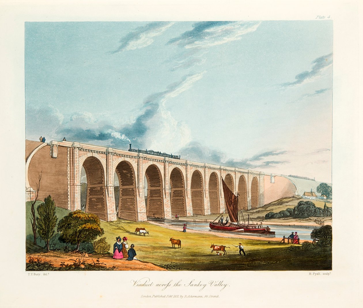 Viadukt over Sankey Valley, Warrington, Cheshire, februar 1831. av Thomas Talbot Bury