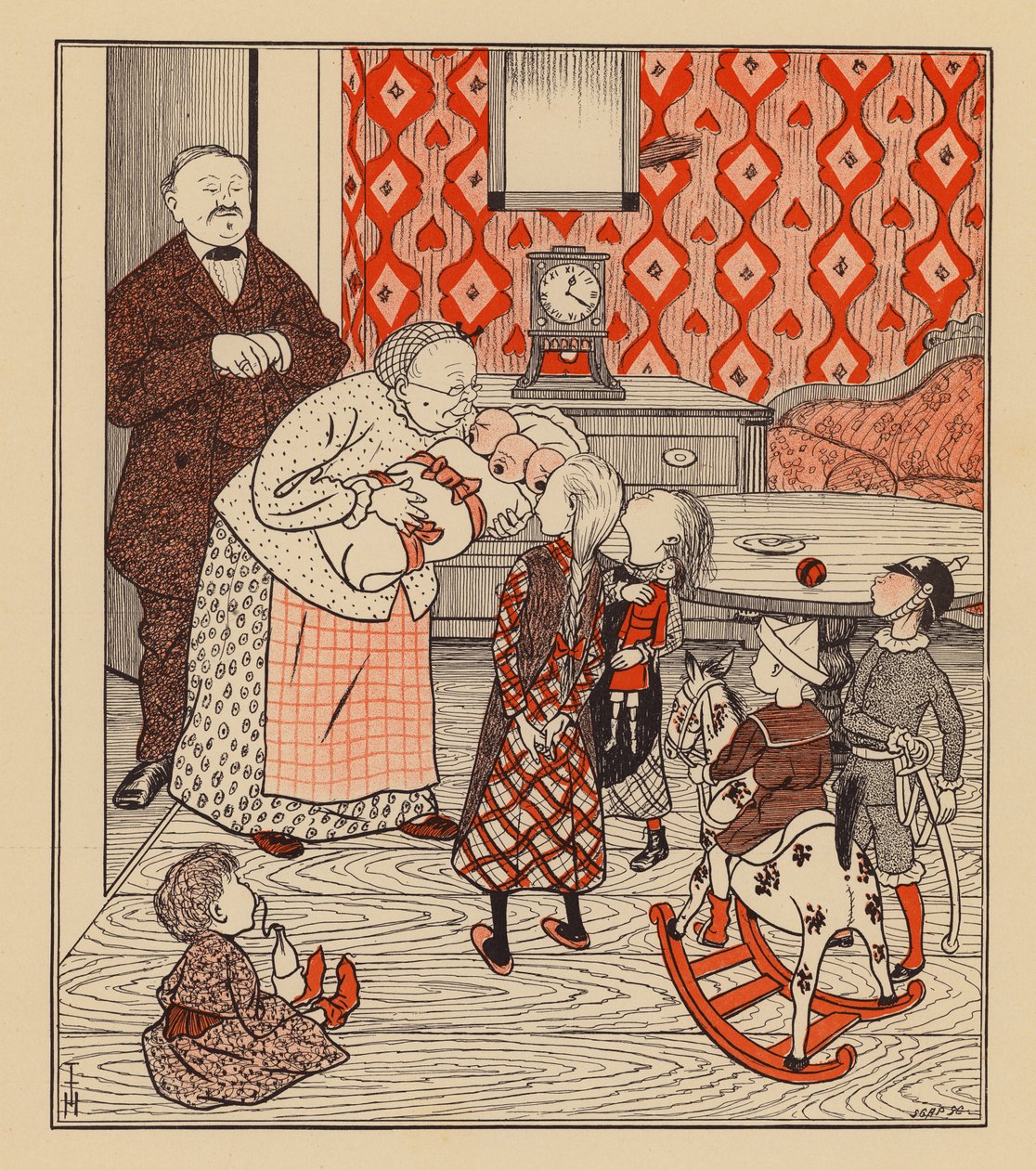 En modellektemann (fargelitografi) av Thomas Theodor Heine