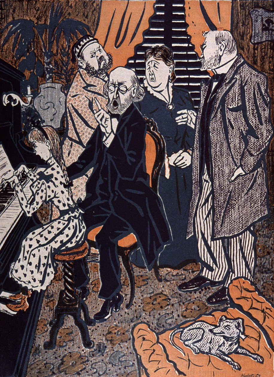 Familiekonsert ved pianoet i: Simplicissimus, Tyskland av Thomas Theodor Heine
