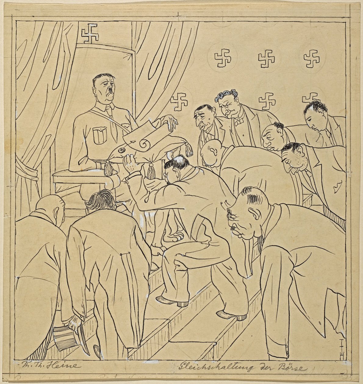 innretting av børsen; Simplicissimus XXXV/36, 1930 av Thomas Theodor Heine