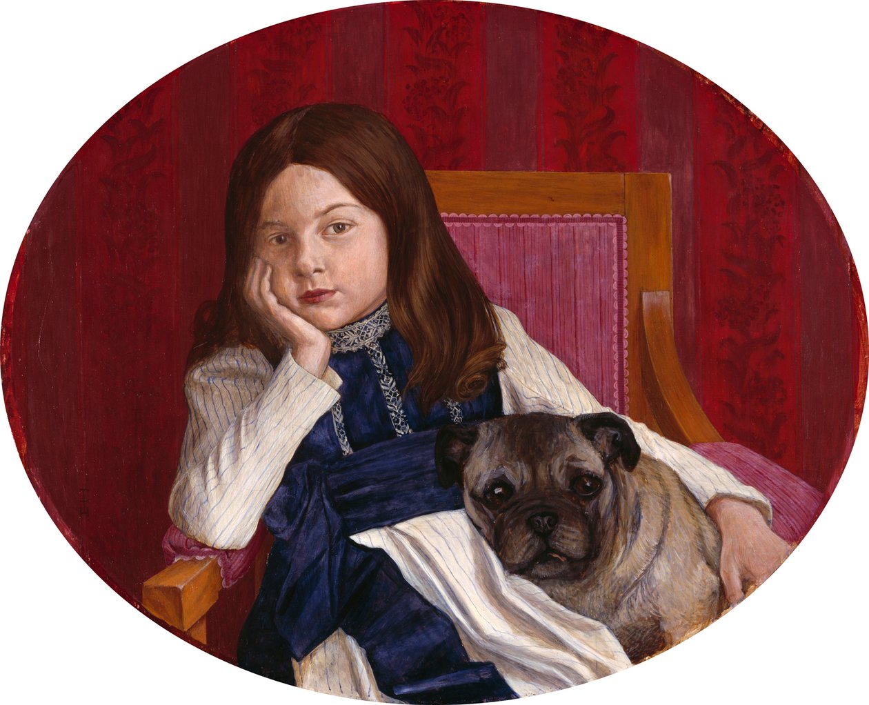 Johanna, kunstnerens datter med en mops av Thomas Theodor Heine