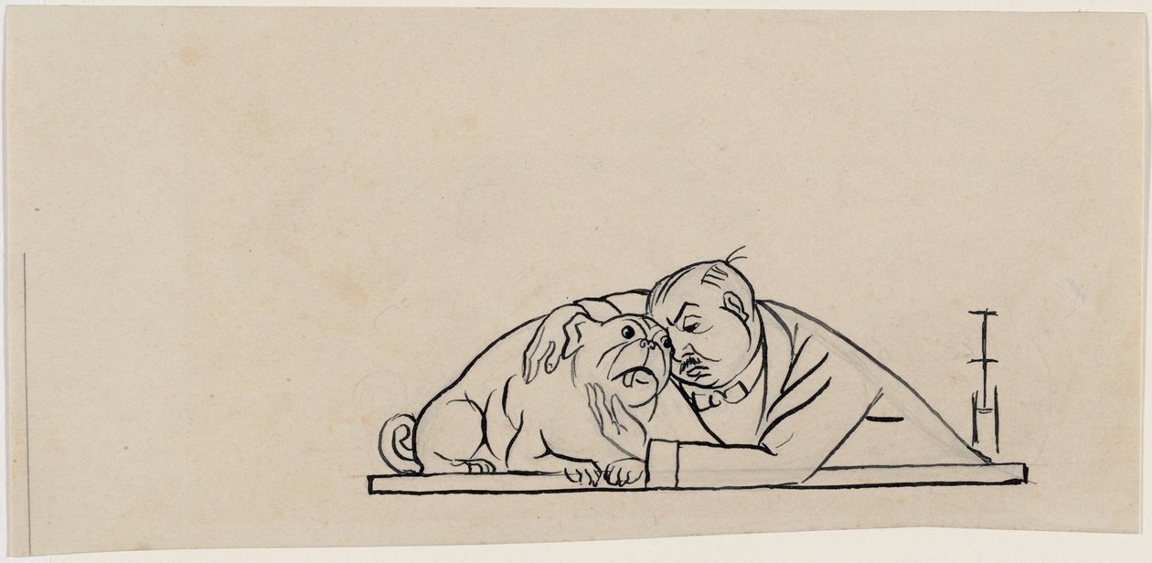 Selvportrett med mops av Thomas Theodor Heine