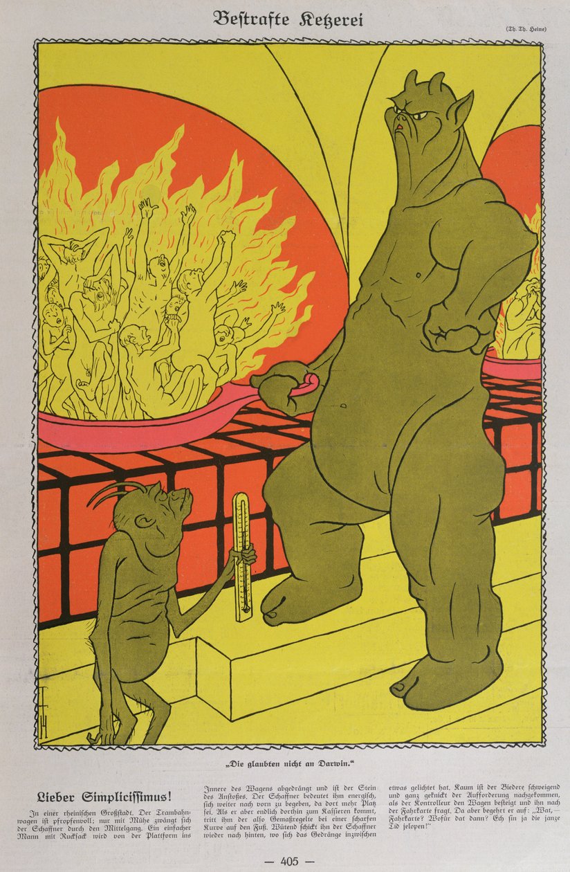 The Devil Burning the Disbelievers, fra Simplicissimus av Thomas Theodor Heine