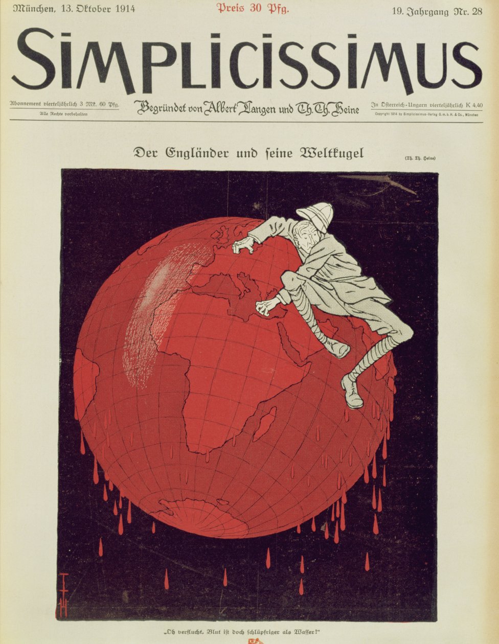 Engelskmannen og hans verdensball, forside av et tysk magasin, 