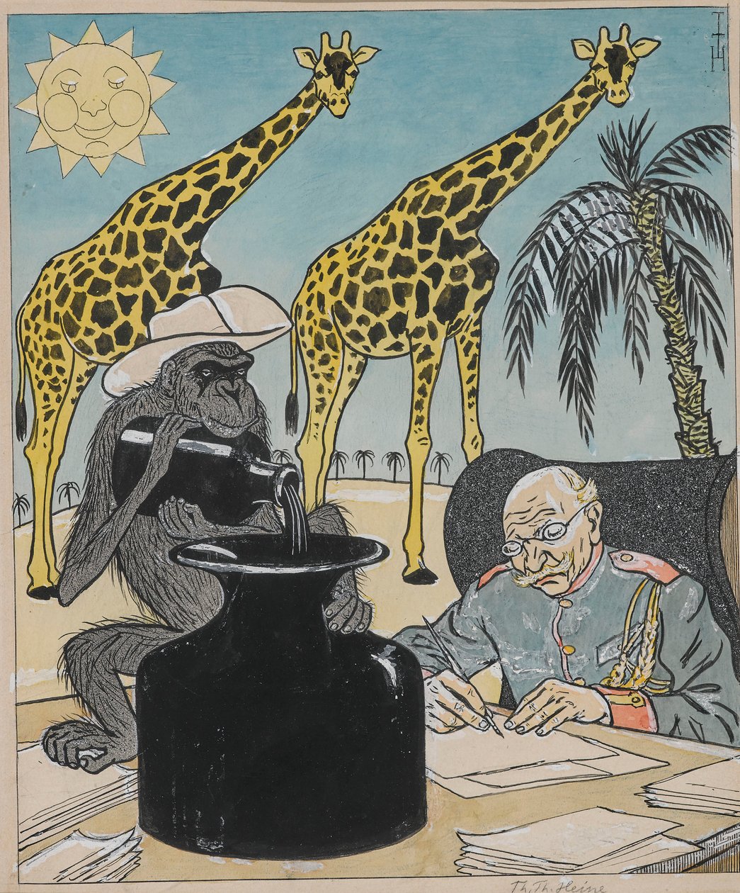 Koloniene kan ikke blomstre under den tyske regjeringen, fordi blekket tørker..., 1903. av Thomas Theodor Heine