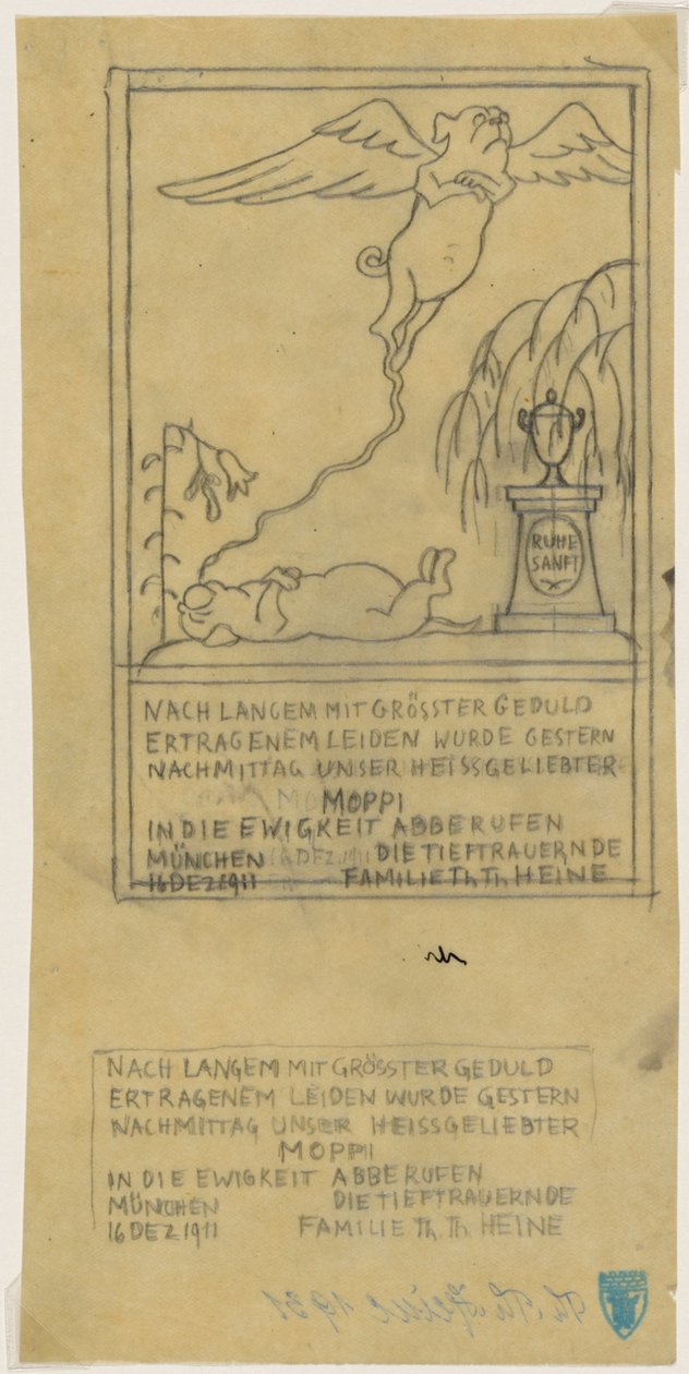 Dødsvarsel for en mops av Thomas Theodor Heine