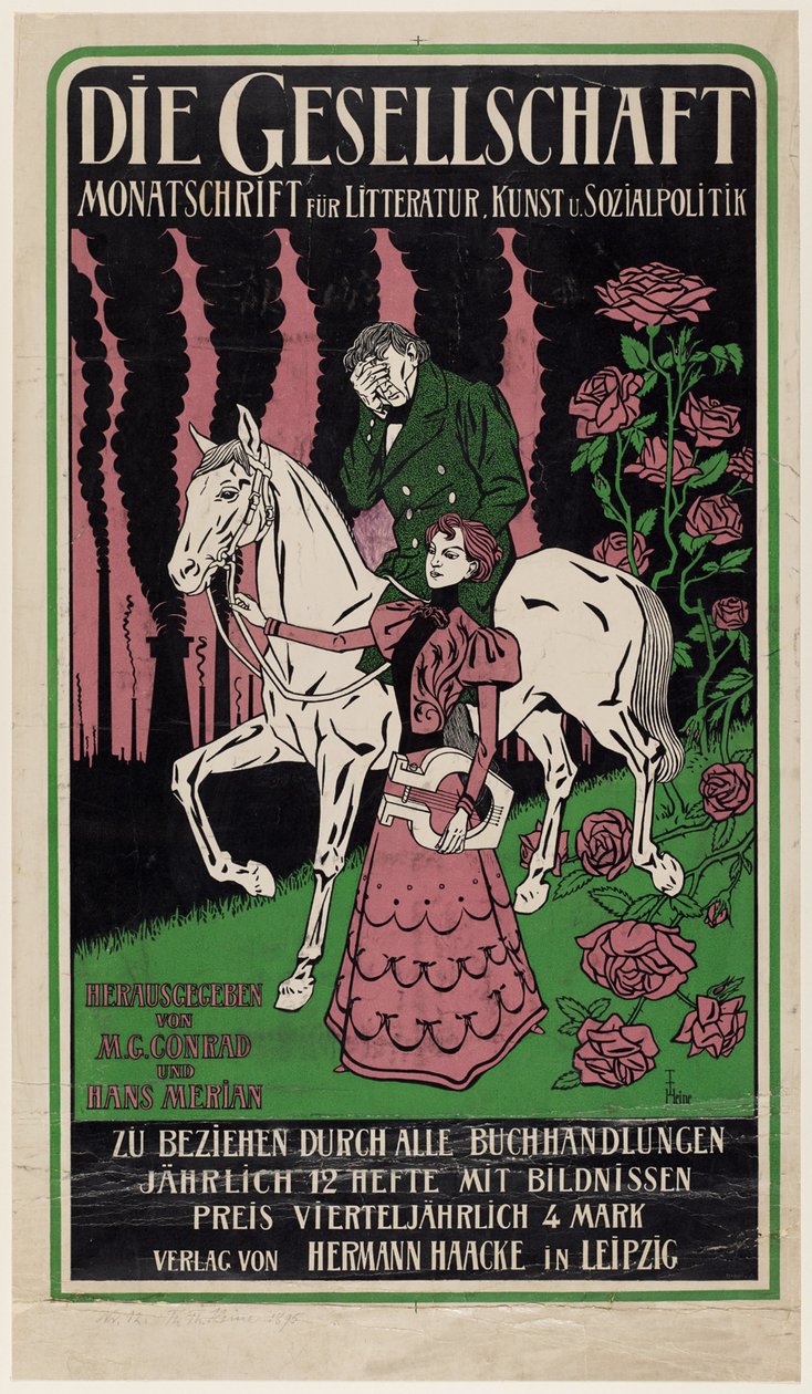 Annonseplakat for magasinet Die Gesellschaft av Thomas Theodor Heine