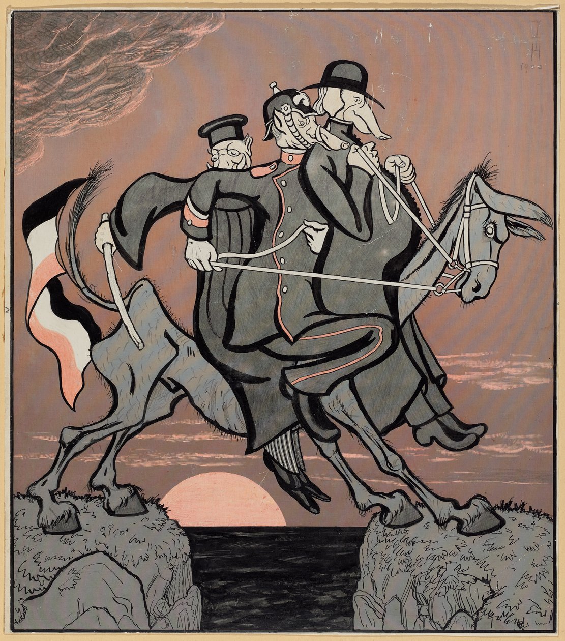 Vi blir styrt for mye; Simplicissimus V/3, 1900 av Thomas Theodor Heine